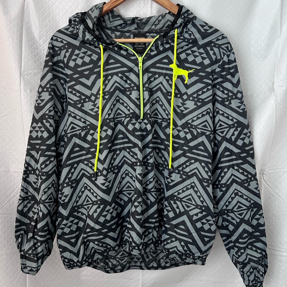 PINK Victoria's Secret Geometric Windbreaker with Lime Accents